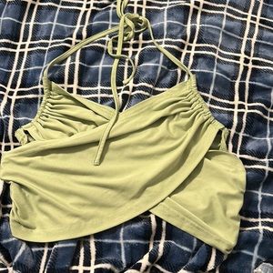 green crossover crop top